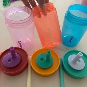 Owala Kids Toddler Colorful Sippy Cup Set - Purple, Orange, Blue Straw Cups